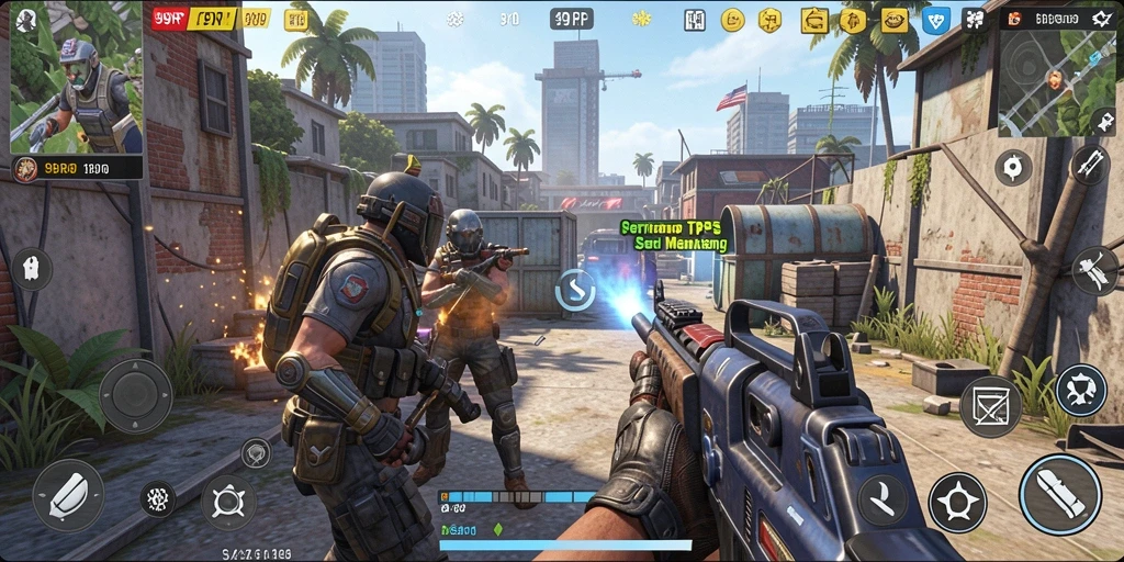 Tampilan gameplay <strong>99RP</strong> yang seru dan menegangkan dalam pertempuran TPS.