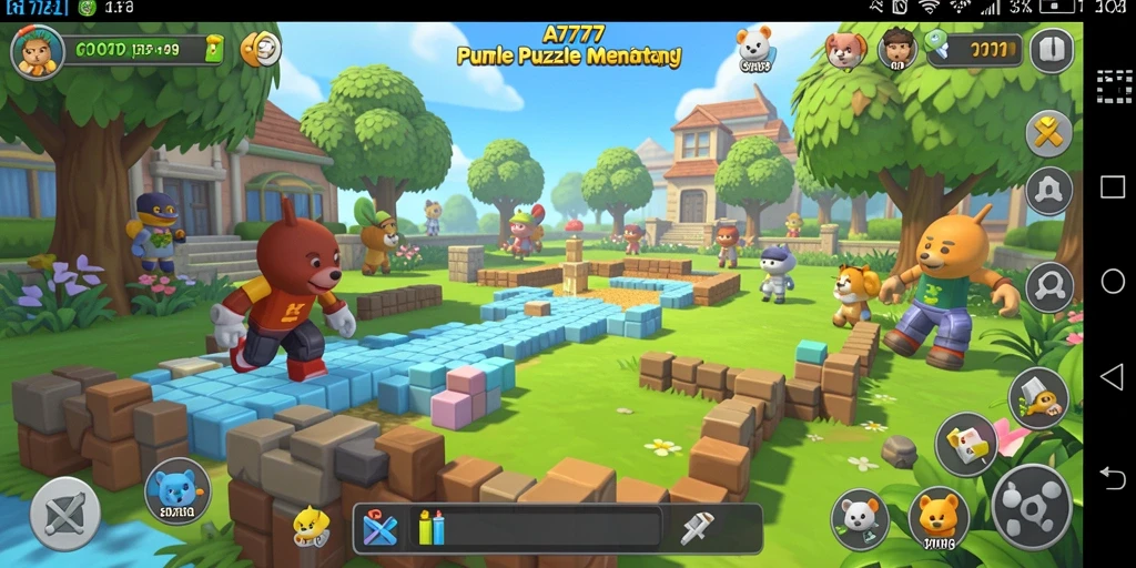 Tangkapan layar gameplay A7777 menampilkan level menantang dalam game puzzle.