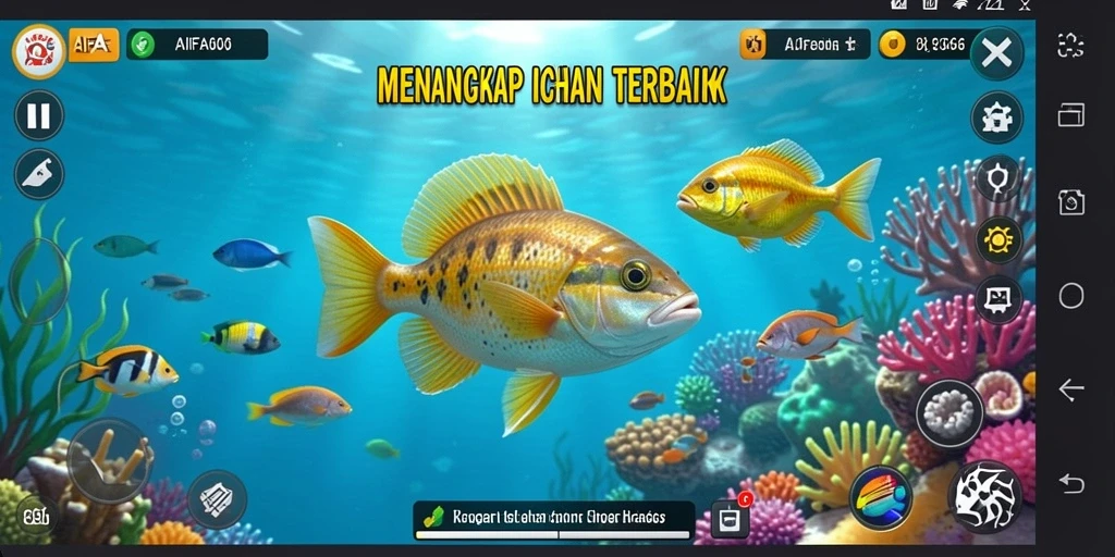 Tampilan gameplay AIFA66 dengan aksi memancing yang seru.