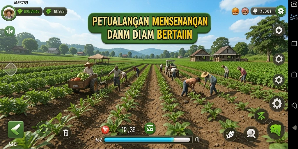 Screenshot menunjukkan gameplay bertani yang menarik di AMS789.