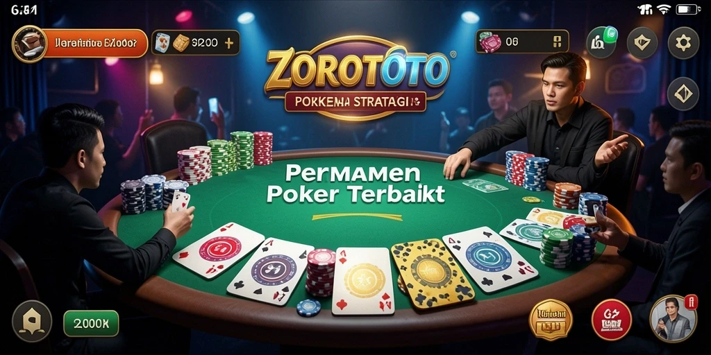 Tampilan gameplay mendebarkan dari ZOROTOTO yang menunjukkan suasana Poker.